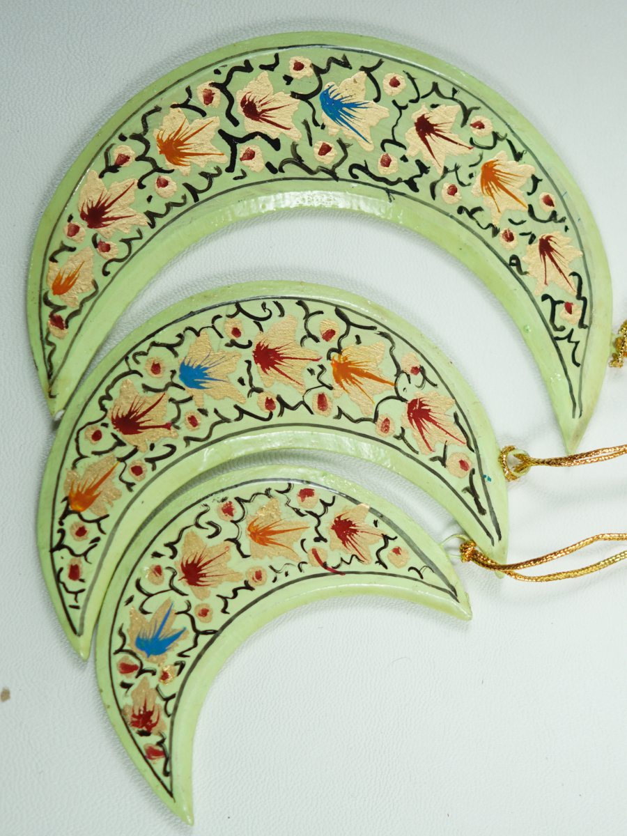 Half Moon -Handcrafted Paper Mache Christmas Ornaments & Festive Décor - KaarKash